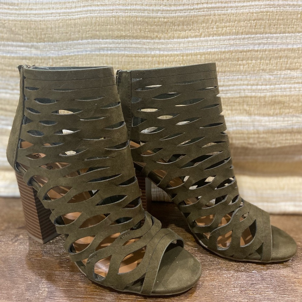 Olive Green Bamboo Heels